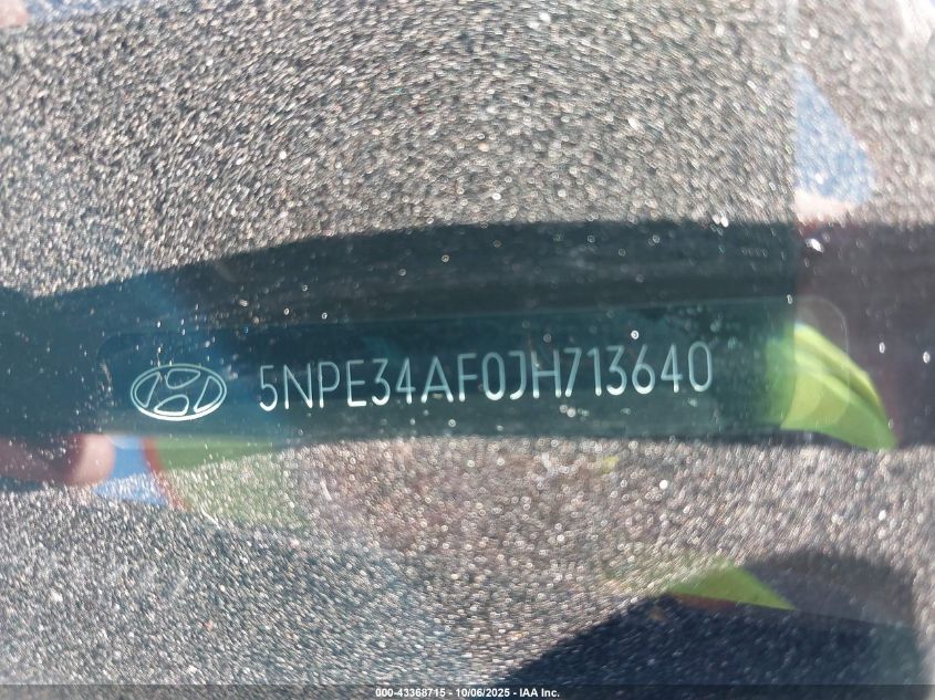 2018 Hyundai Sonata Sport+ VIN: 5NPE34AF0JH713640 Lot: 43368715