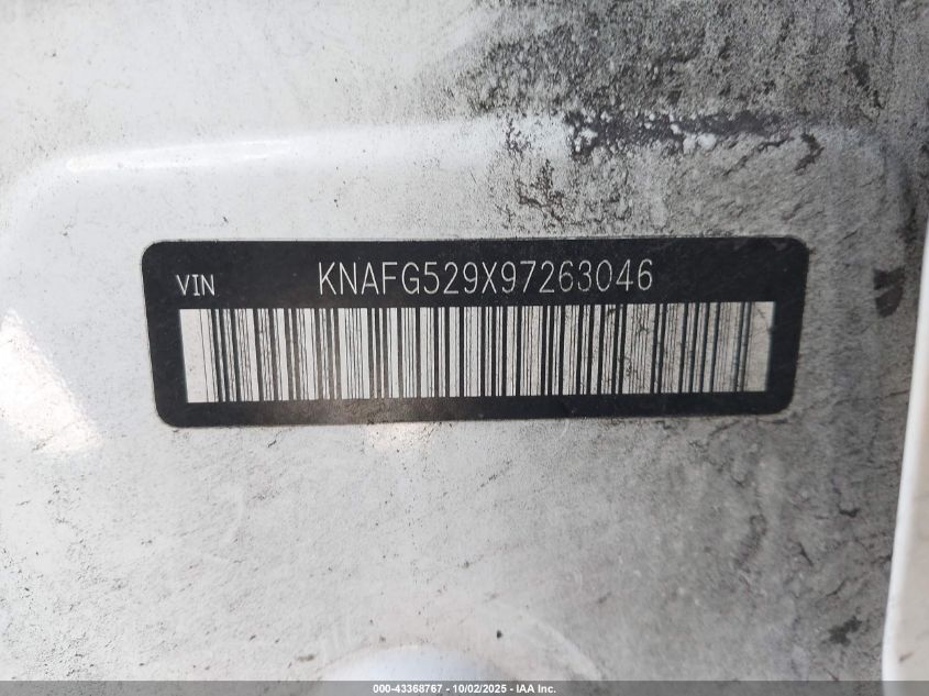 2009 Kia Rondo Lx VIN: KNAFG529X97263046 Lot: 43368767