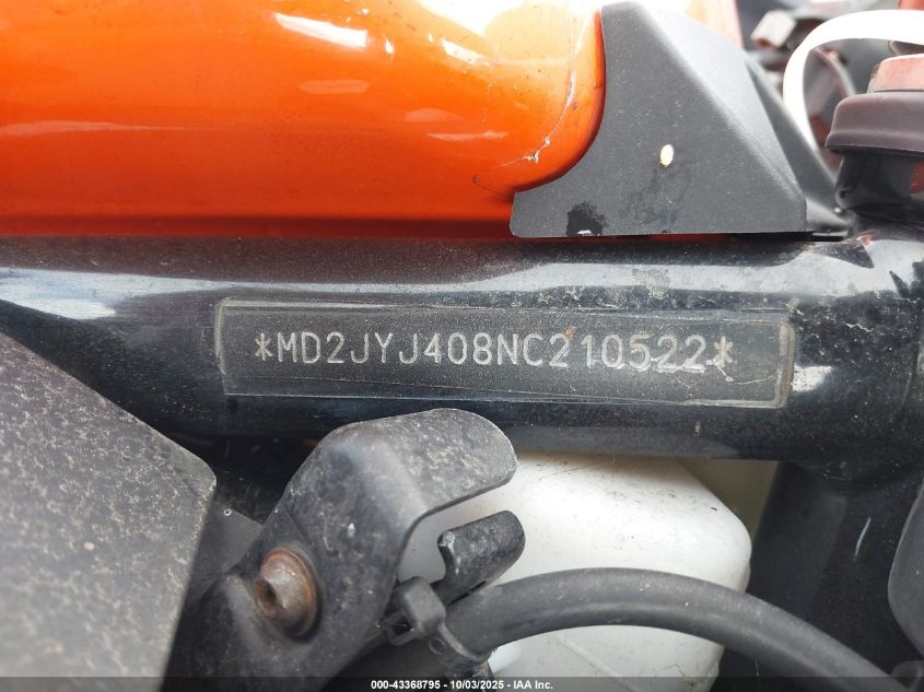 2022 Ktm 390 Rc VIN: MD2JYJ408NC210522 Lot: 43368795