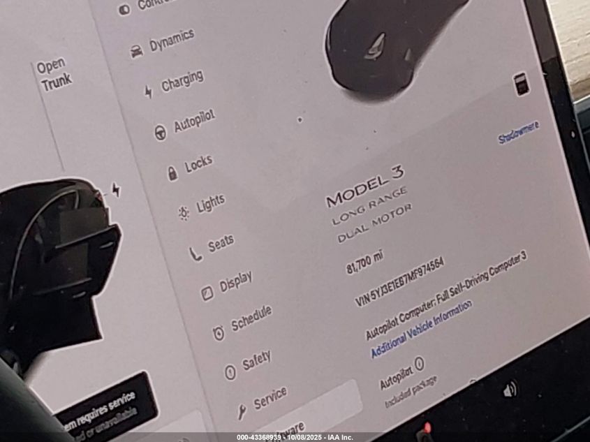 2021 Tesla Model 3 Long Range Dual Motor All-Wheel Drive VIN: 5YJ3E1EB7MF974564 Lot: 43368939