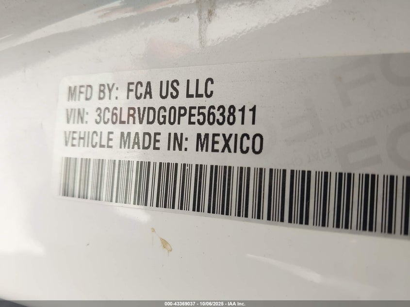 2023 RAM PROMASTER 2500 HIGH ROOF 159 WB 3C6LRVDG0PE563811