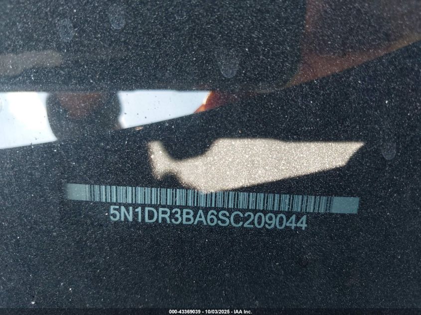 2025 Nissan Pathfinder Sv Fwd VIN: 5N1DR3BA6SC209044 Lot: 43369039