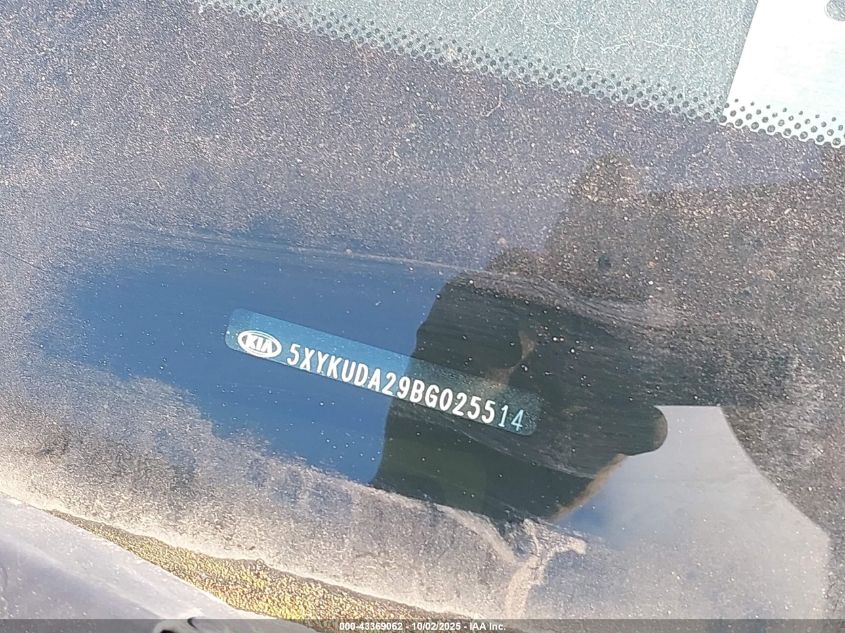 2011 Kia Sorento Ex V6 VIN: 5XYKUDA29BG025514 Lot: 43369062