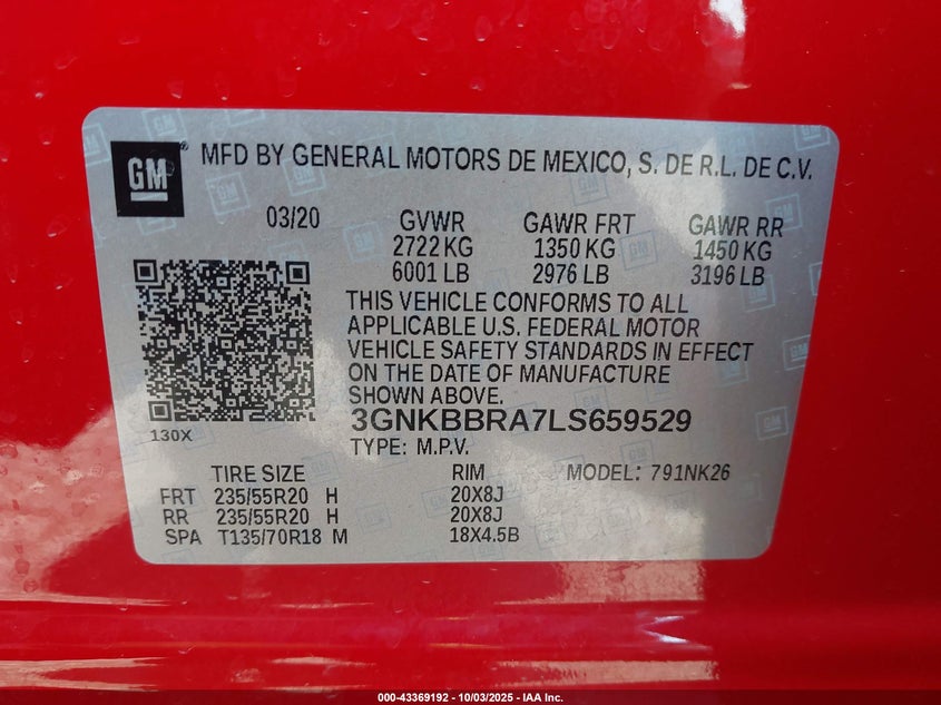 2020 CHEVROLET BLAZER FWD 1LT - 3GNKBBRA7LS659529