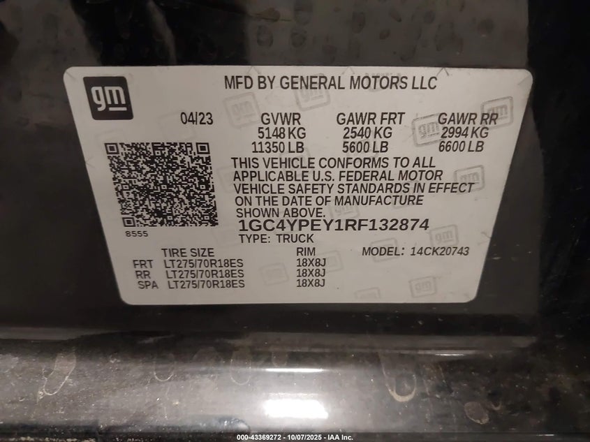 2024 Chevrolet Silverado 2500Hd 4Wd Standard Bed Ltz VIN: 1GC4YPEY1RF132874 Lot: 43369272