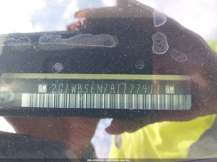 2010 Chevrolet Impala Lt VIN: 2G1WB5EN7A1177911 Lot: 43369343