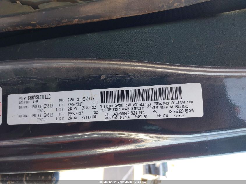 2008 Jeep Wrangler Unlimited X VIN: 1J4GA39188L615604 Lot: 43369526