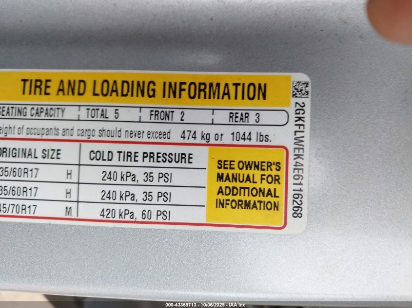 2014 GMC Terrain Sle-2 VIN: 2GKFLWEK4E6116268 Lot: 43369713