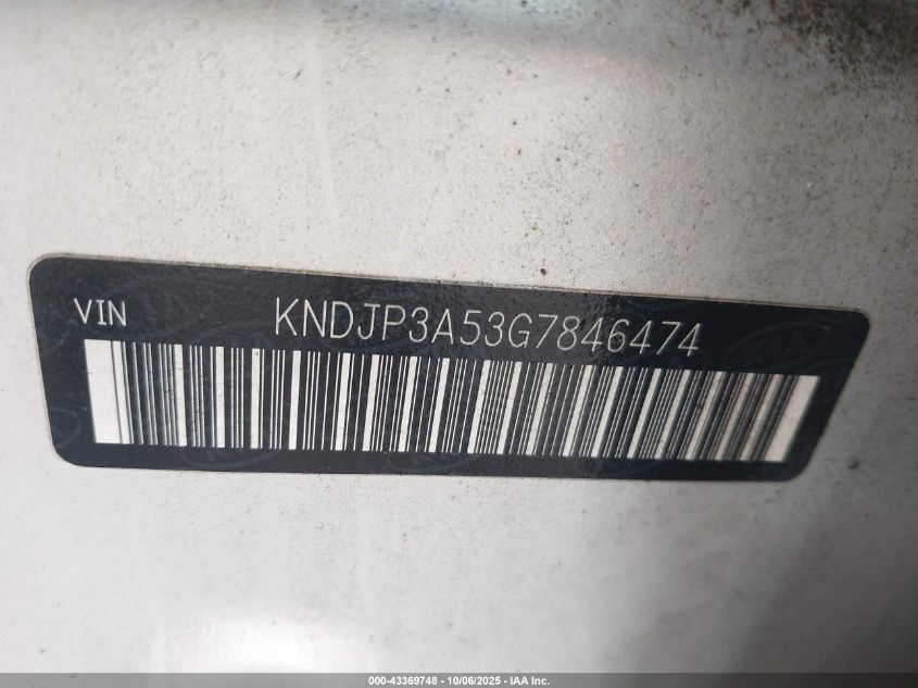 2016 Kia Soul + VIN: KNDJP3A53G7846474 Lot: 43369748