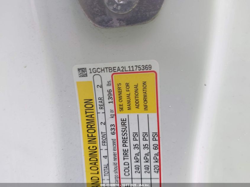 2020 Chevrolet Colorado 4Wd Long Box Wt VIN: 1GCHTBEA2L1175369 Lot: 43369810