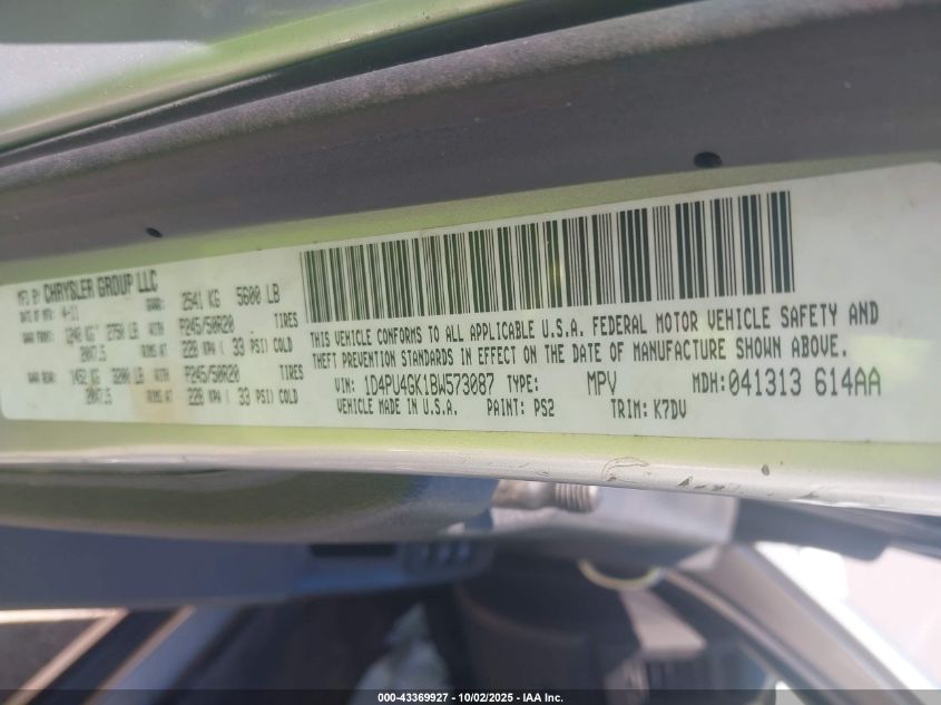 2011 Dodge Nitro Heat VIN: 1D4PU4GK1BW573087 Lot: 43369927