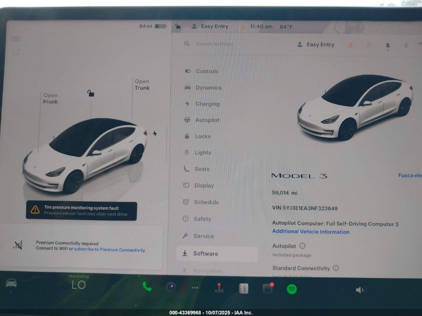 2022 Tesla Model 3 Rear-Wheel Drive VIN: 5YJ3E1EA3NF323649 Lot: 43369968