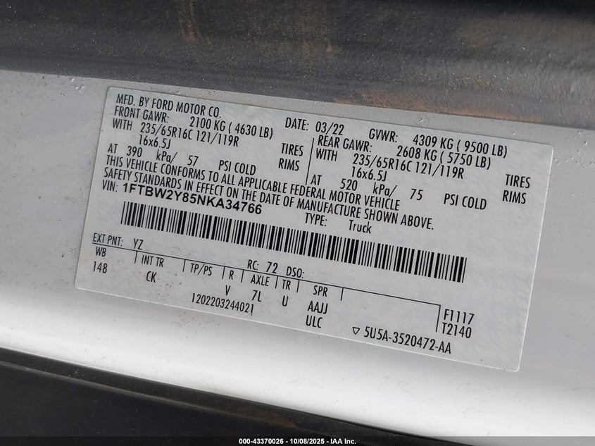 2022 FORD TRANSIT-350 1FTBW2Y85NKA34766