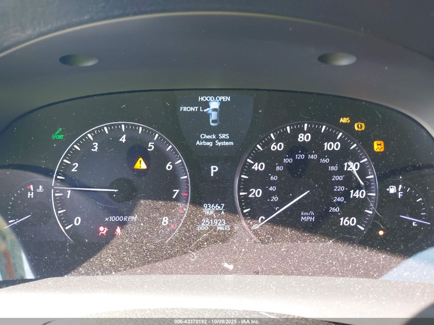 2012 Lexus Ls 460 VIN: JTHBL5EF0C5108540 Lot: 43370192