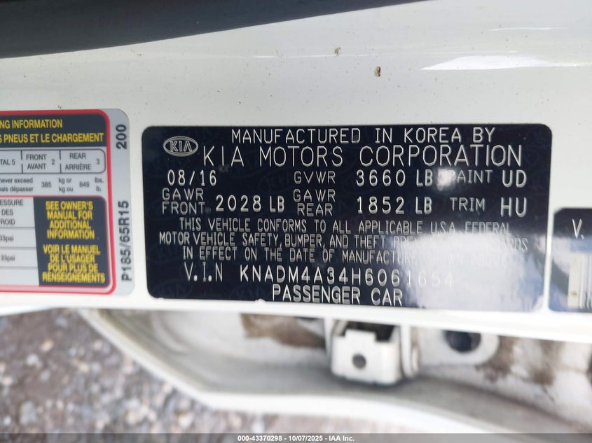 2017 KIA RIO LX KNADM4A34H6061654