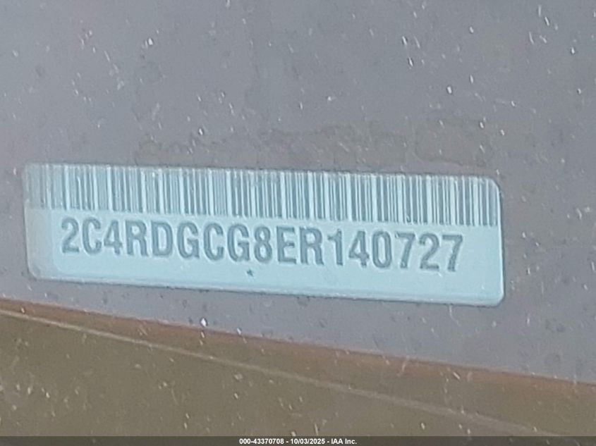 2014 Dodge Grand Caravan Sxt VIN: 2C4RDGCG8ER140727 Lot: 43370708