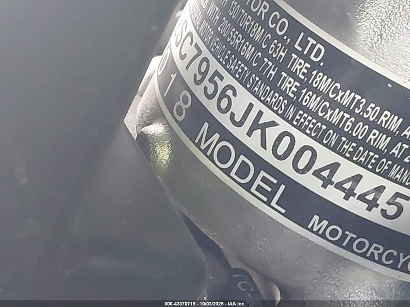 2018 Honda Gl1800 D VIN: JH2SC7956JK004445 Lot: 43370719