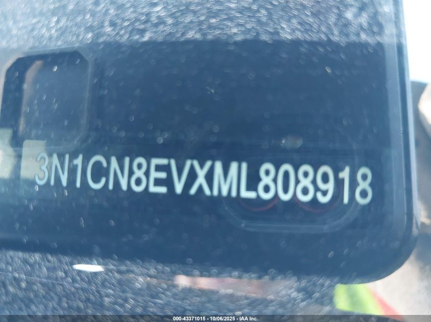 2021 Nissan Versa Sv Xtronic Cvt VIN: 3N1CN8EVXML808918 Lot: 43371015