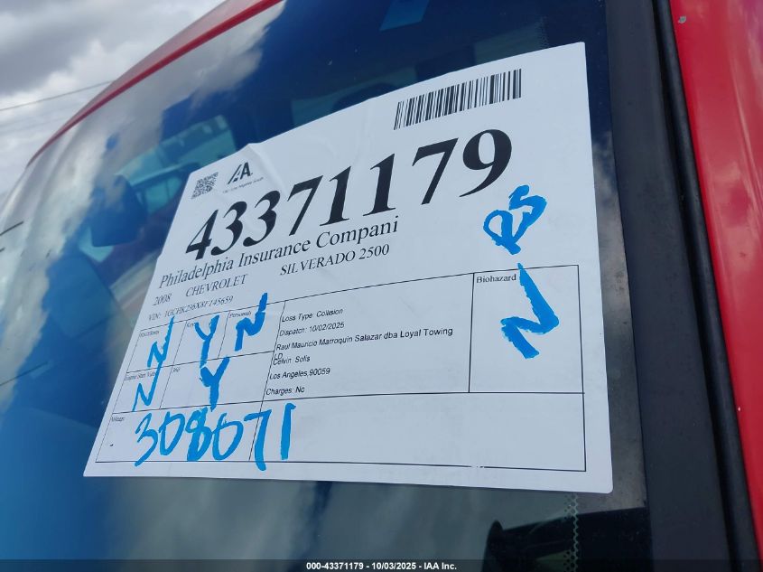 2008 Chevrolet Silverado 2500Hd Ltz VIN: 1GCHK236X8F145659 Lot: 43371179