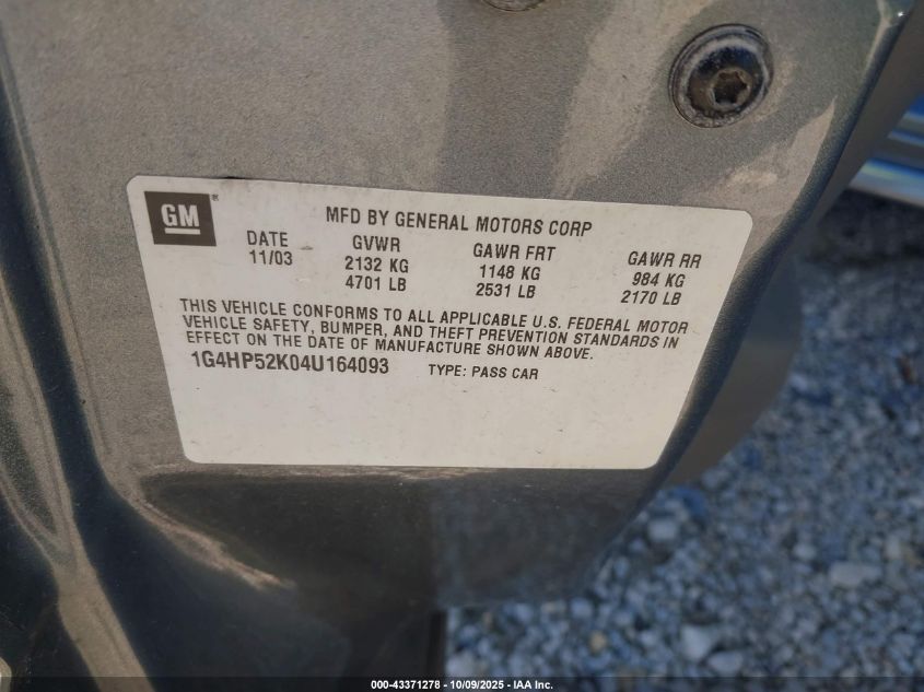 2004 Buick Lesabre Custom VIN: 1G4HP52K04U164093 Lot: 43371278