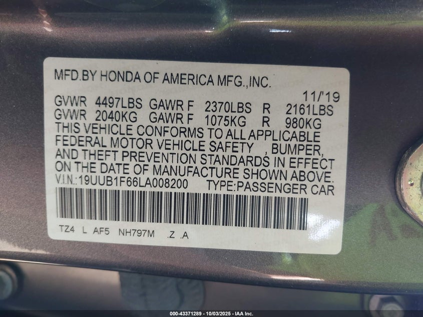 2020 ACURA TLX A-SPEC/A-SPEC W/RED LEATHER - 19UUB1F66LA008200