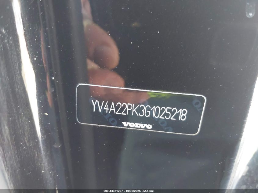 2016 Volvo Xc90 T6 Momentum VIN: YV4A22PK3G1025218 Lot: 43371297