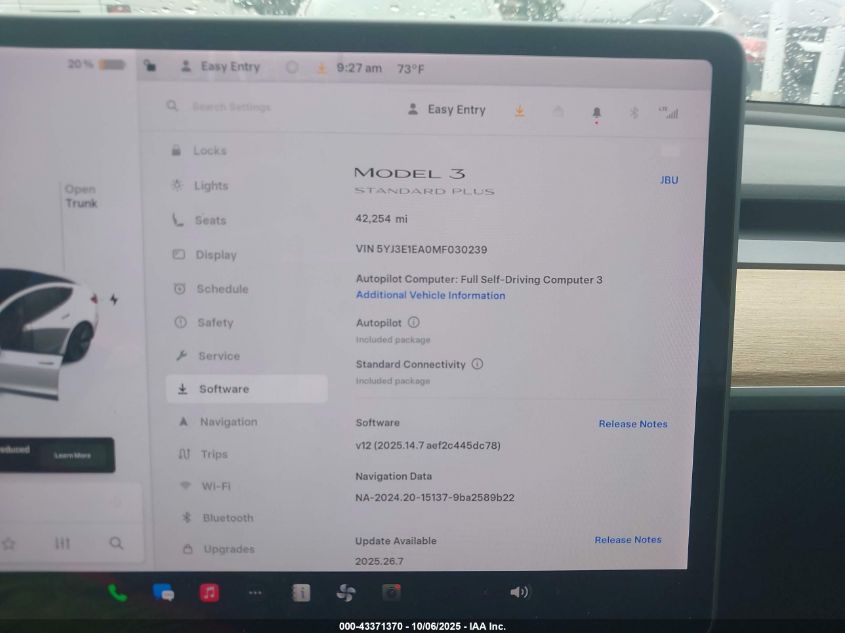 2021 Tesla Model 3 Standard Range Plus Rear-Wheel Drive VIN: 5YJ3E1EA0MF030239 Lot: 43371370