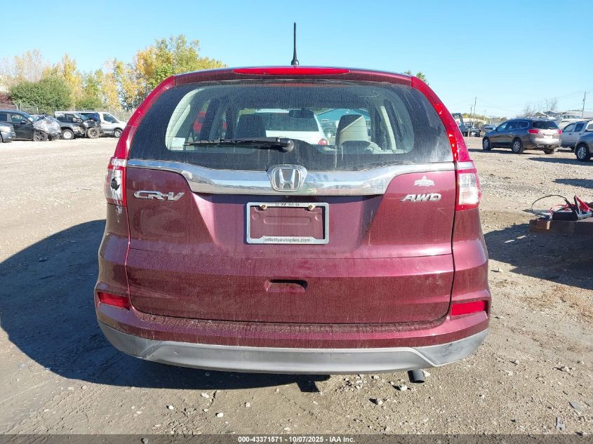 2015 Honda Cr-V Lx VIN: 5J6RM4H33FL124234 Lot: 43371571