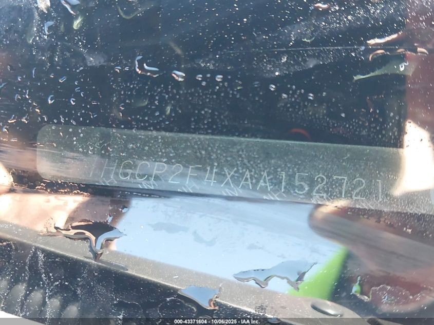 2010 Honda Accord 2.4 Lx-P VIN: 1HGCP2F4XAA152721 Lot: 43371604