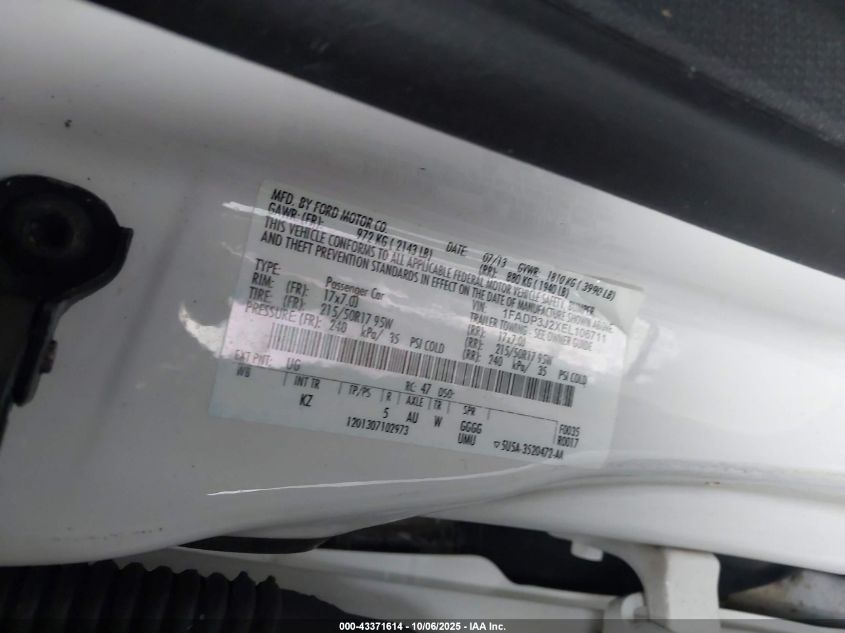 2014 Ford Focus Titanium VIN: 1FADP3J2XEL106711 Lot: 43371614