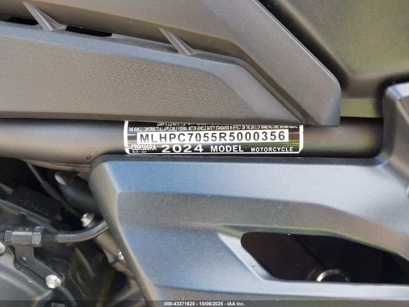 2024 Honda Cbr500 Ra VIN: MLHPC7055R5000356 Lot: 43371620