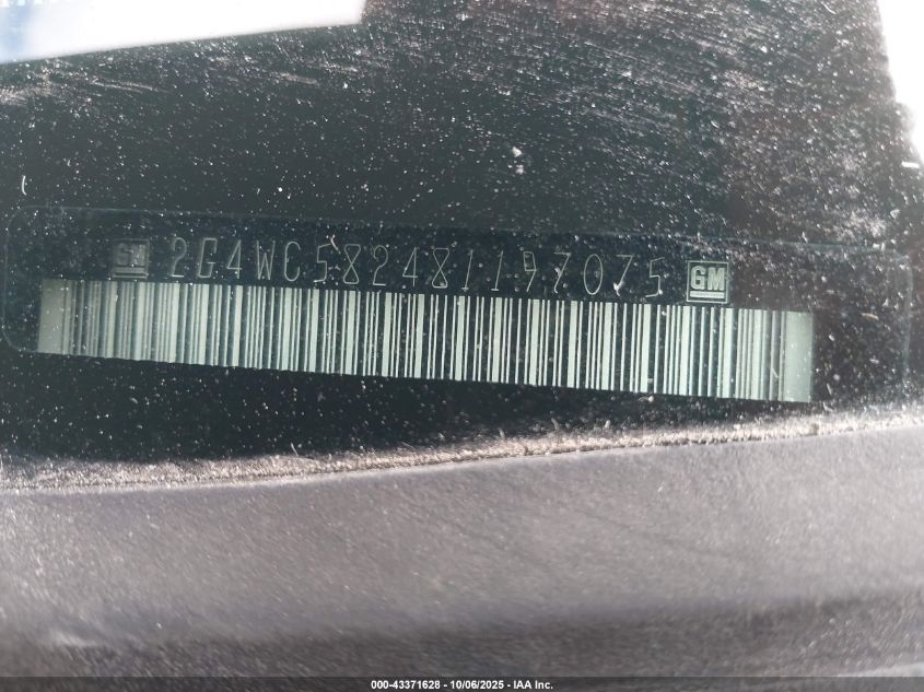 2008 Buick Lacrosse Cx VIN: 2G4WC582481197075 Lot: 43371628