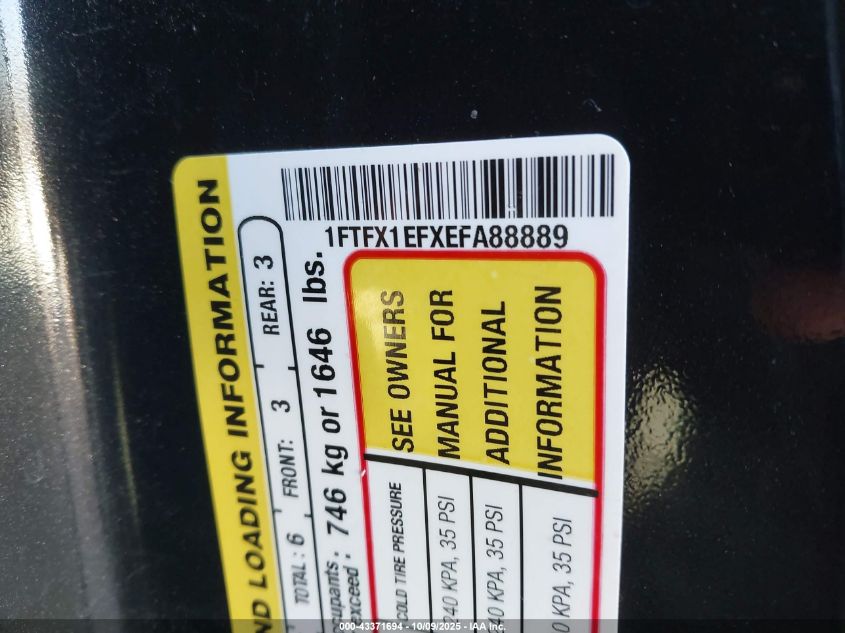 2014 Ford F-150 Xlt VIN: 1FTFX1EFXEFA88889 Lot: 43371694