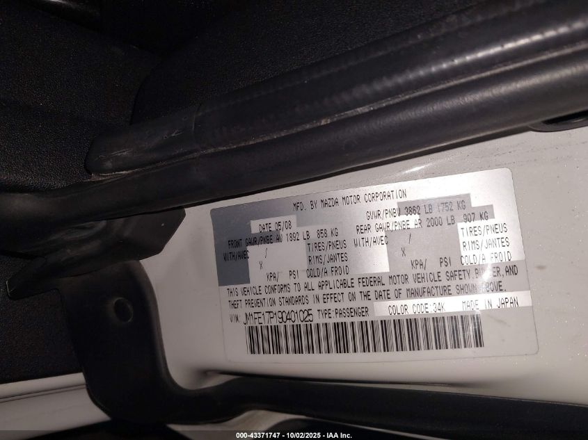 2009 Mazda Rx-8 Grand Touring VIN: JM1FE17P190401025 Lot: 43371747