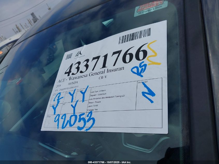 2018 Honda Cr-V Lx VIN: 2HKRW5H31JH414555 Lot: 43371766