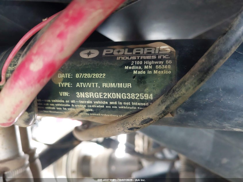 2022 Polaris Rzr Pro R Sport VIN: 3NSRGE2K0NG382594 Lot: 43372091
