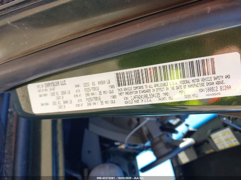 2008 Jeep Wrangler X VIN: 1J4FA24108L534125 Lot: 43372261