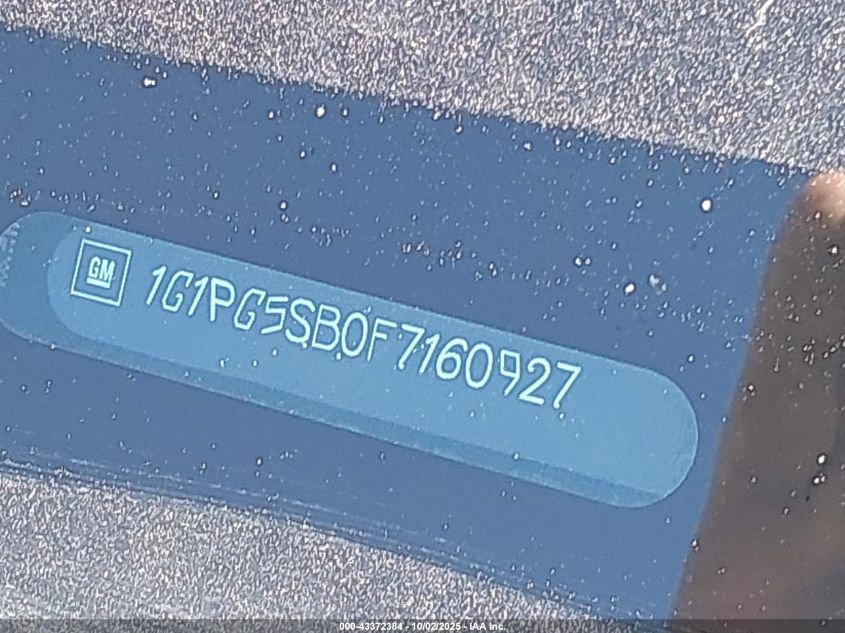 2015 Chevrolet Cruze Ltz VIN: 1G1PG5SB0F7160927 Lot: 43372384