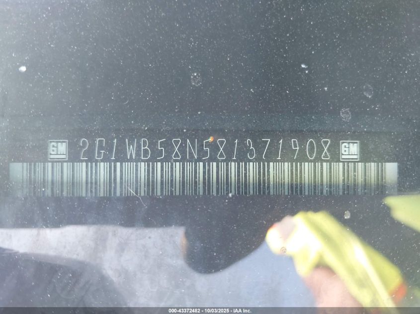 2008 Chevrolet Impala Ls VIN: 2G1WB58N581371908 Lot: 43372482