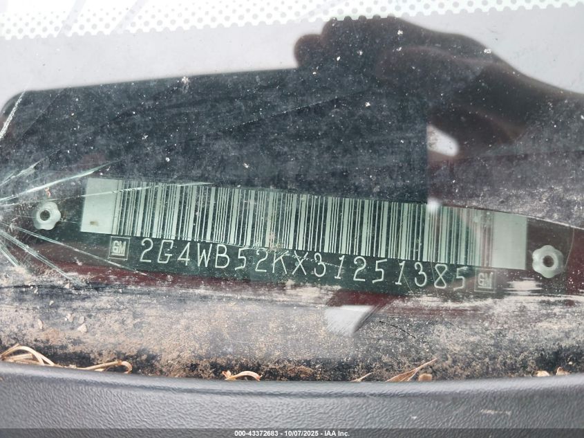 2003 Buick Regal Ls VIN: 2G4WB52KX31251385 Lot: 43372683