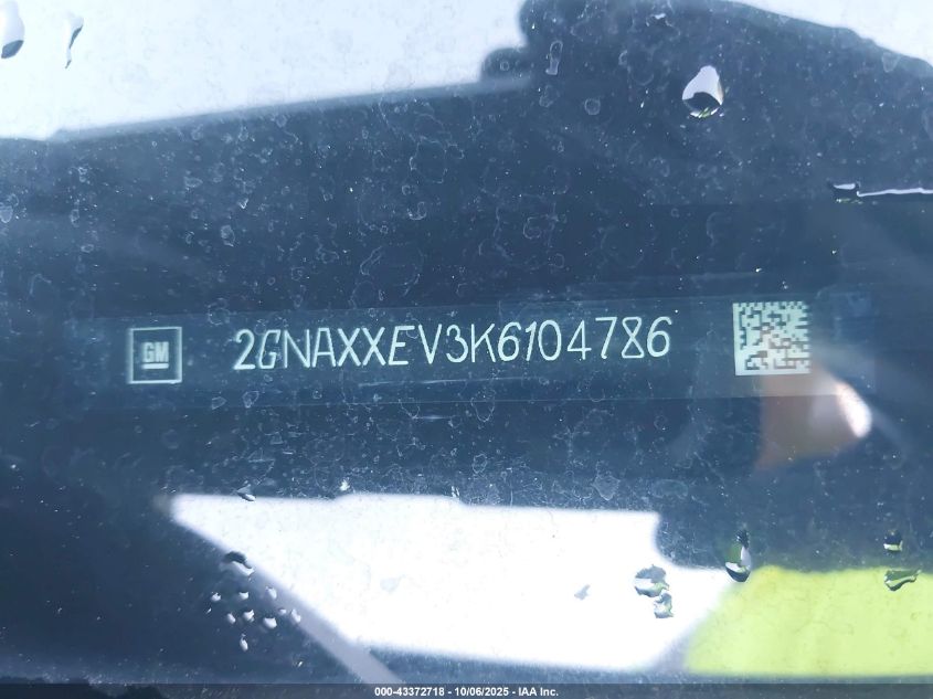 2019 Chevrolet Equinox Premier VIN: 2GNAXXEV3K6104786 Lot: 43372718