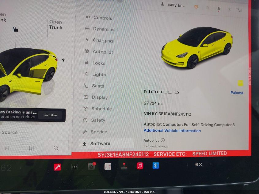 2022 Tesla Model 3 Rear-Wheel Drive VIN: 5YJ3E1EA8NF245112 Lot: 43372724