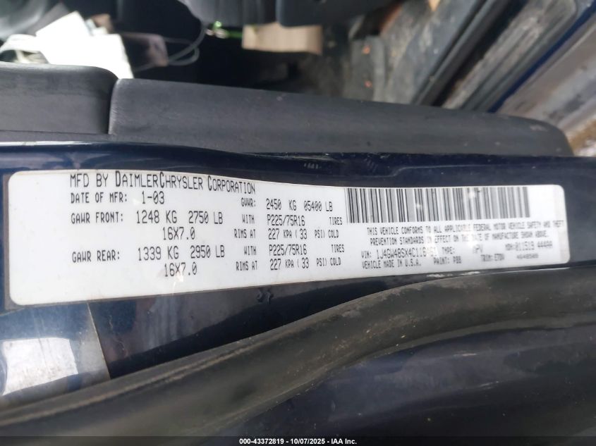 2004 Jeep Grand Cherokee Laredo VIN: 1J4GW48SX4C116461 Lot: 43372819