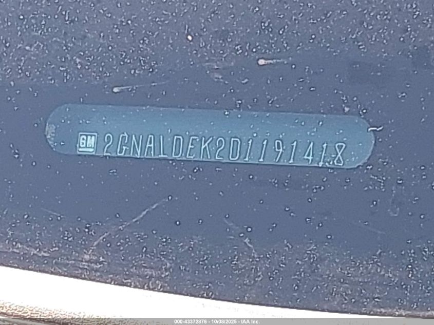 2013 Chevrolet Equinox 1Lt VIN: 2GNALDEK2D1191418 Lot: 43372876