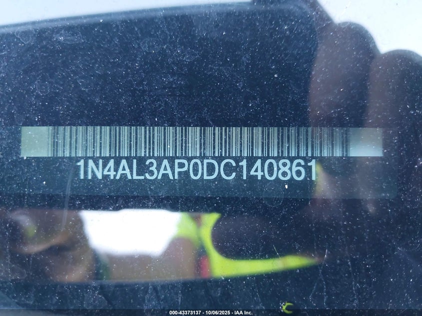 2013 Nissan Altima 2.5 Sv VIN: 1N4AL3AP0DC140861 Lot: 43373137