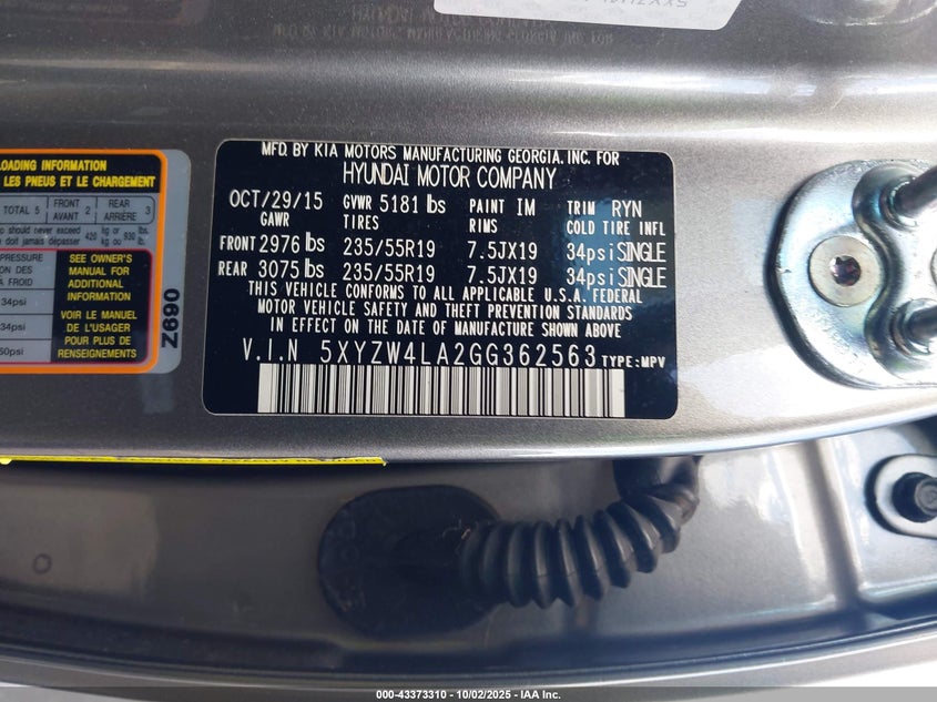 2016 HYUNDAI SANTA FE SPORT 2.0L TURBO - 5XYZW4LA2GG362563