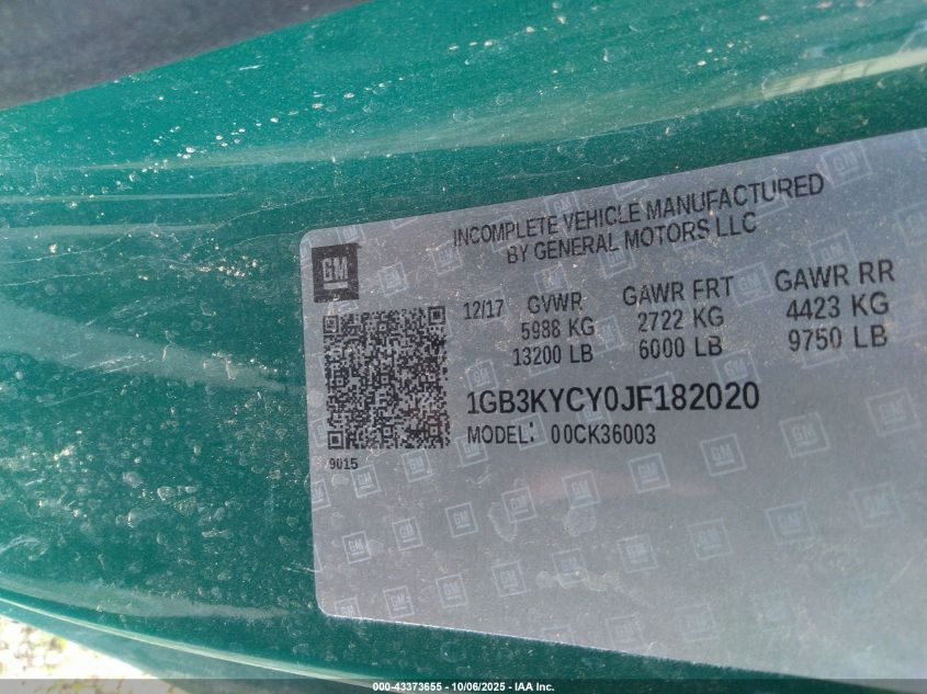2018 Chevrolet Silverado 3500Hd Chassis Wt VIN: 1GB3KYCY0JF182020 Lot: 43373655