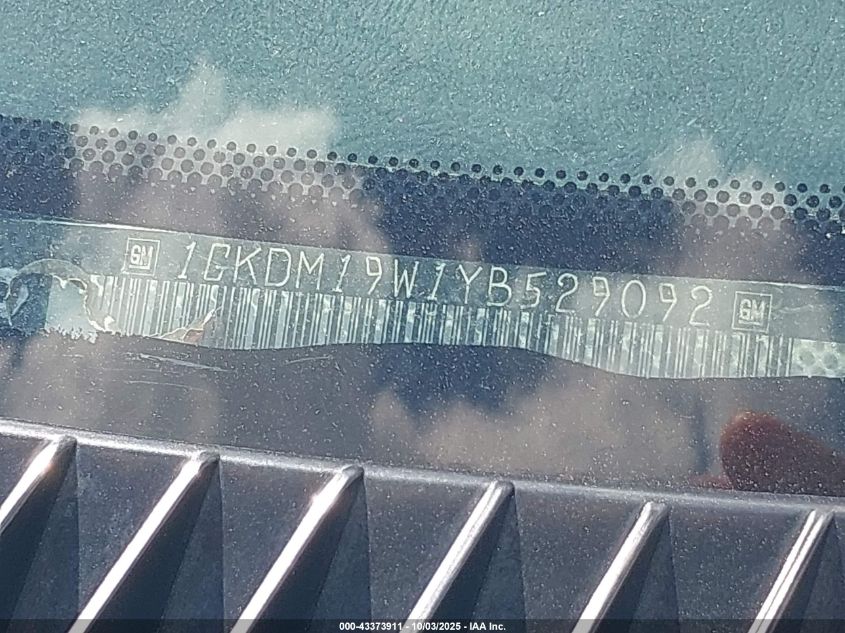 2000 GMC Safari Sl VIN: 1GKDM19W1YB529092 Lot: 43373911