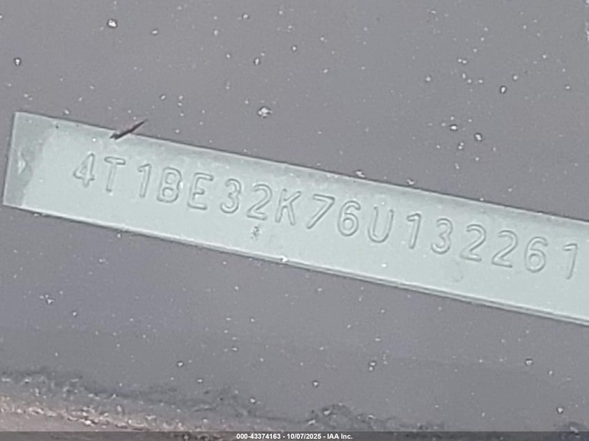 2006 Toyota Camry Le VIN: 4T1BE32K76U132261 Lot: 43374163