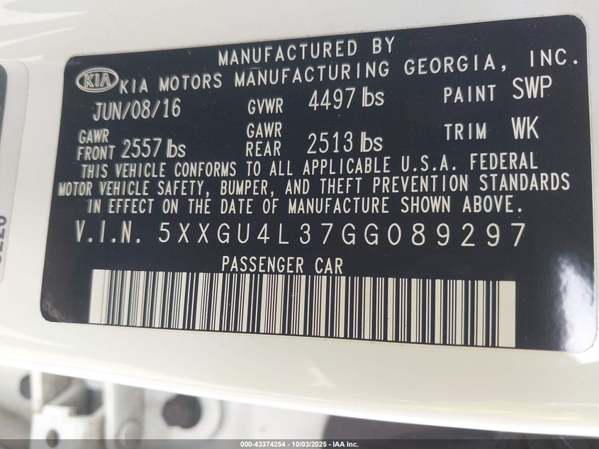 2016 KIA OPTIMA EX - 5XXGU4L37GG089297